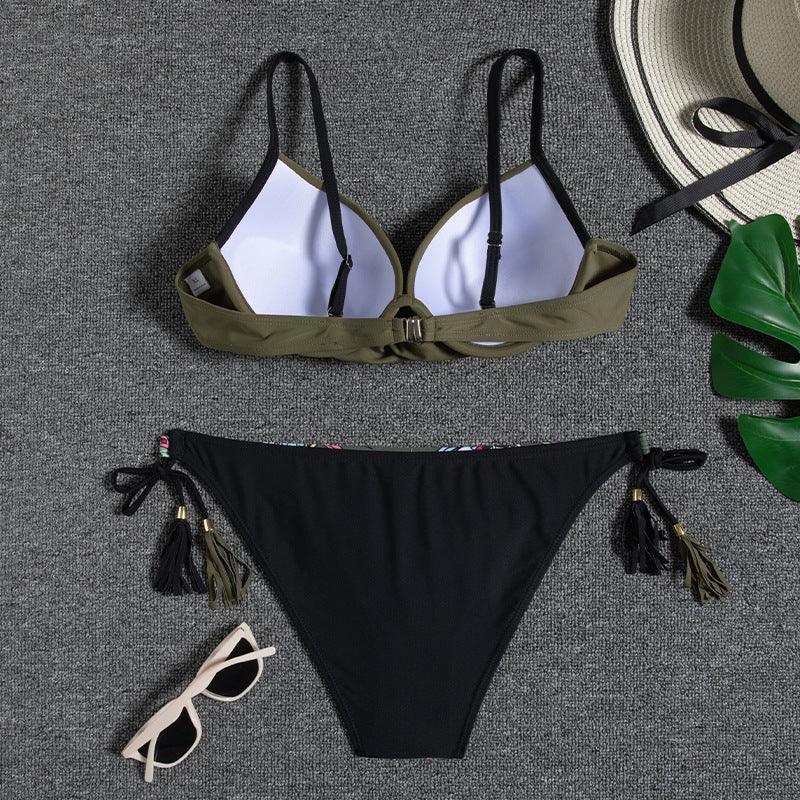Halter Bikini Bandage Swimsuit Solid Swimwear Sport Liquid Metallic Shiny String Bikini 2 Piece Swimsuit Set Women Shiny Bikini Set Bathing Suit Push Up Two-piece Suit Stevvex