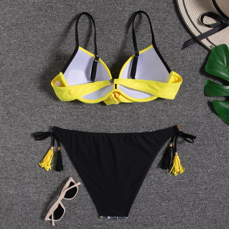 Halter Bikini Bandage Swimsuit Solid Swimwear Sport Liquid Metallic Shiny String Bikini 2 Piece Swimsuit Set Women Shiny Bikini Set Bathing Suit Push Up Two-piece Suit Stevvex