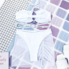 Halter Hollow Cross Bikinis Set Swimsuit Women's New Solid Two-Piece Swimwear Two Piece Swimsuit Halter Crisscross Cut Out Bikini Wrap Top with High Waist  Bottom Beach Swimwear Summer Beachwear Woman Bath Bathing Suit Stevvex