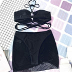 Halter Hollow Cross Bikinis Set Swimsuit Women's New Solid Two-Piece Swimwear Two Piece Swimsuit Halter Crisscross Cut Out Bikini Wrap Top with High Waist  Bottom Beach Swimwear Summer Beachwear Woman Bath Bathing Suit Stevvex