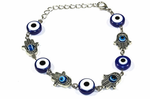 Hamsa Hand Evil Eye Marbled Bead Protection Bracelet
