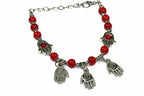 Hamsa Hand Turquoise Beaded Charm Bracelet Adjustable