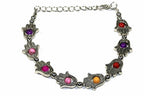 Hamsa Red Beaded Bracelet Adjustable Silver Tone Protection