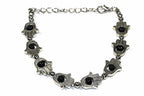 Hamsa Red Beaded Bracelet Adjustable Silver Tone Protection