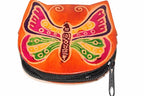 Butterfly Coin Purse Leather Small Zippered Change Bag