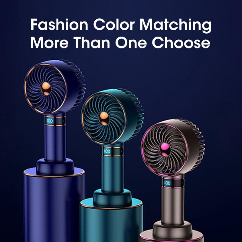 Hand Fan New Handheld Mini Fan USB 5000mAh Rechargeable Mini Portable Small Pocket Fan Data Display Personal Mini Hand Fans for Women USB Rechargeable Makeup Lash Fan for Office Stevvex