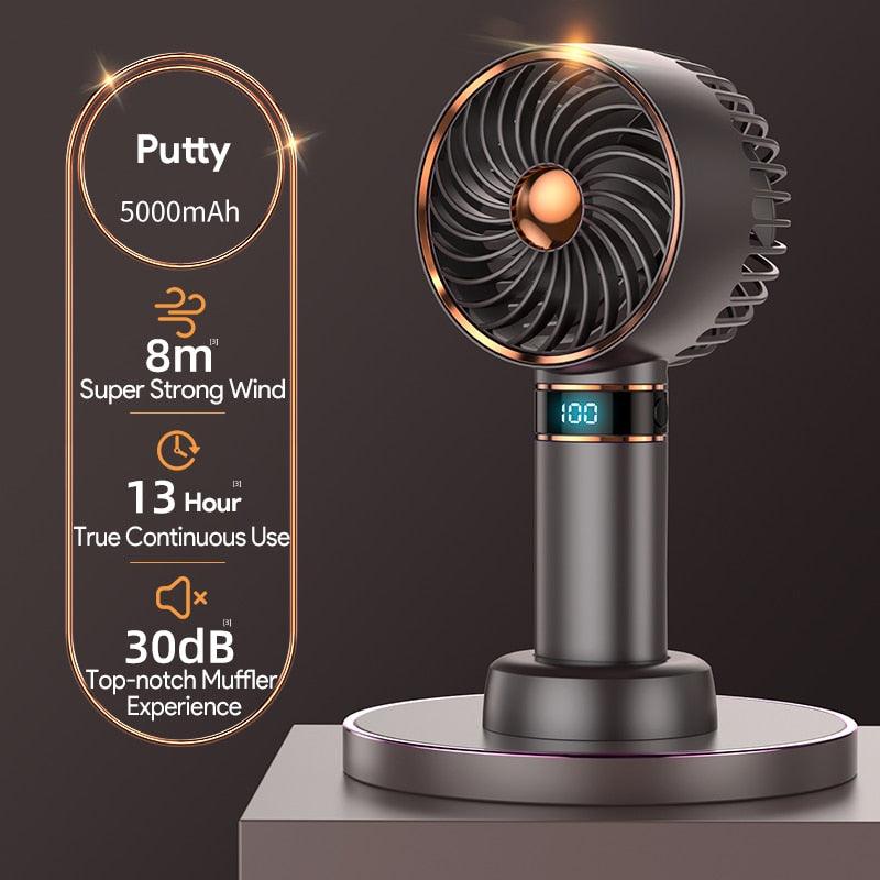 Hand Fan New Handheld Mini Fan USB 5000mAh Rechargeable Mini Portable Small Pocket Fan Data Display Personal Mini Hand Fans for Women USB Rechargeable Makeup Lash Fan for Office Stevvex