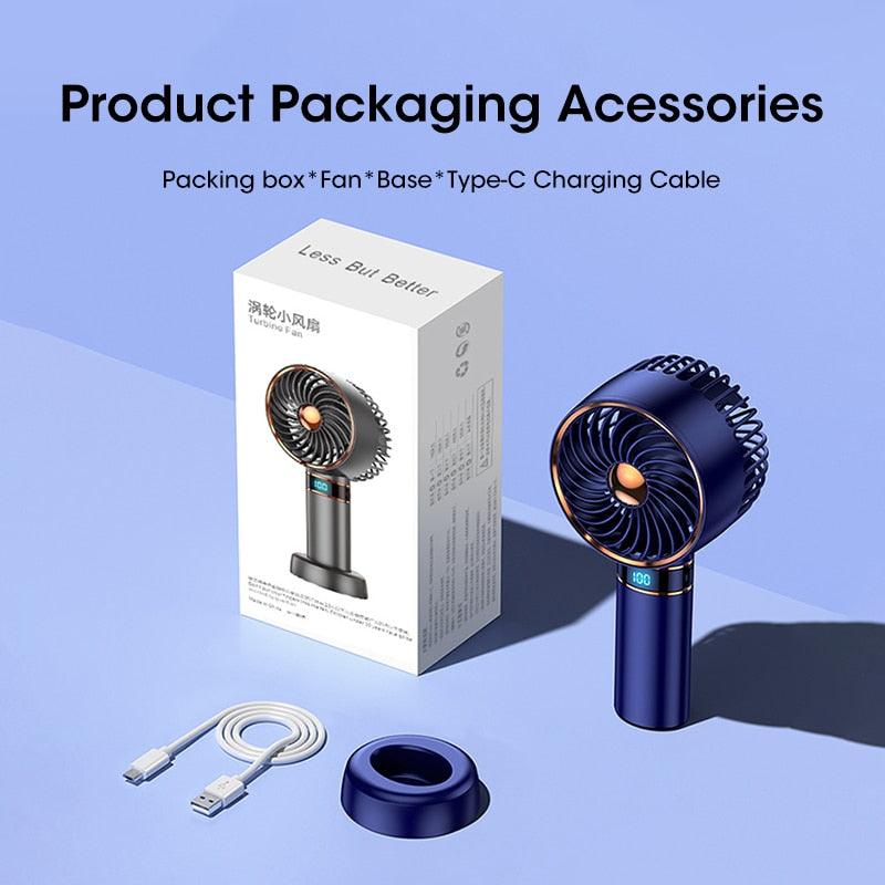 Hand Fan New Handheld Mini Fan USB 5000mAh Rechargeable Mini Portable Small Pocket Fan Data Display Personal Mini Hand Fans for Women USB Rechargeable Makeup Lash Fan for Office Stevvex