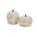 Hand Painted Black White LED Striped Pumpkin Minimalist Fall Halloween Decor BandsCo Straps