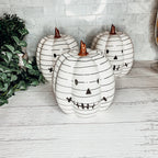 Hand Painted Black White LED Striped Pumpkin Minimalist Fall Halloween Decor BandsCo Straps
