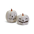 Hand Painted Black White LED Striped Pumpkin Minimalist Fall Halloween Decor BandsCo Straps