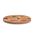 Acacia Wood Wine Bottle Glass Caddy Holds 2 Stemmed Glasses - Handcrafted BandsCo Straps