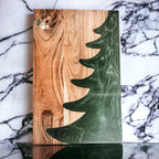 Christmas Charcuterie Serving Board Wood Resin Handcrafted Marbled Tree Inlay