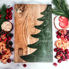 Christmas Charcuterie Serving Board Wood Resin Handcrafted Marbled Tree Inlay