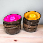 Coconut Rainbow Bowls Handcrafted Gold Leaf Polished Lacquered Eco Serve Bowls BandsCo Straps