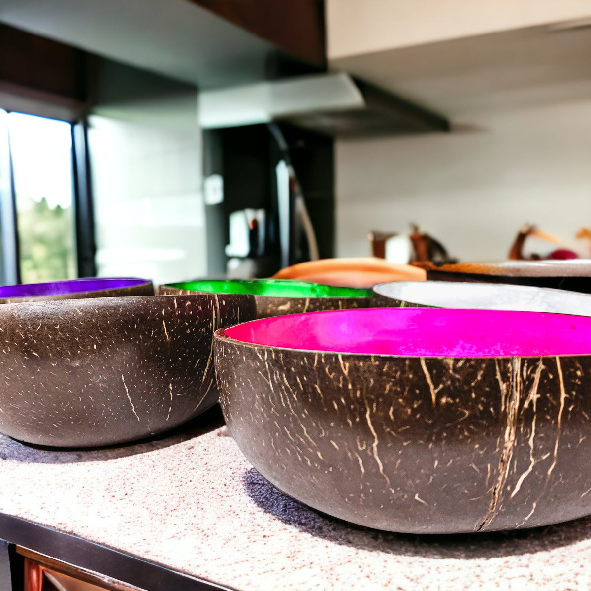 Coconut Rainbow Bowls Handcrafted Gold Leaf Polished Lacquered Eco Serve Bowls BandsCo Straps