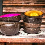 Coconut Rainbow Bowls Handcrafted Gold Leaf Polished Lacquered Eco Serve Bowls BandsCo Straps