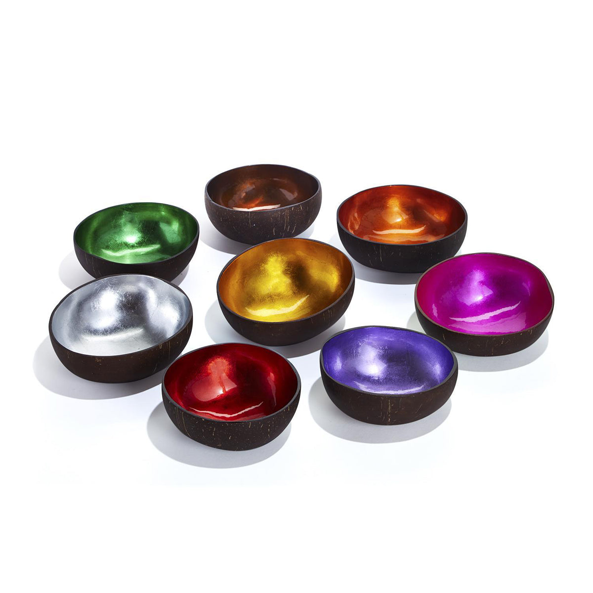 Coconut Rainbow Bowls Handcrafted Gold Leaf Polished Lacquered Eco Serve Bowls BandsCo Straps