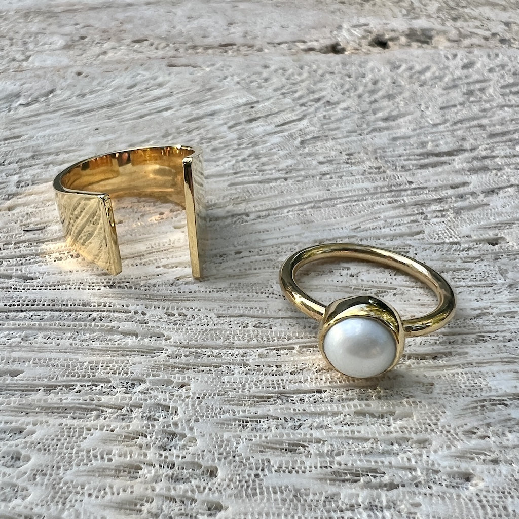 Bombshell Bullet Casing Ring - Handcrafted Recycled Stackable Gold Plated BandsCo Straps