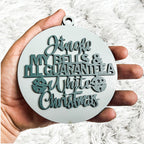 Handcrafted Wooden Christmas Ornaments Set Jingle Bells 12 Colors 3D BandsCo Straps