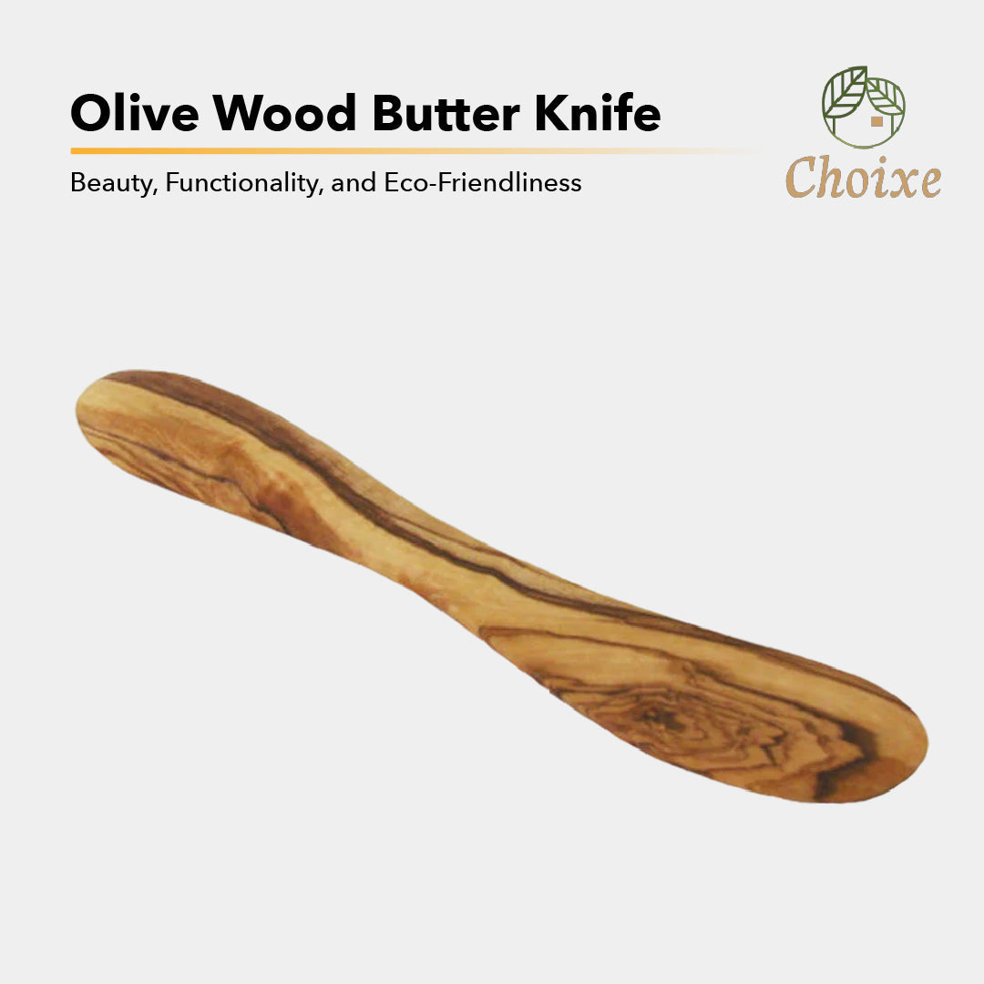 Mediterranean Olive Wood Butter Knife Handcrafted Smooth Single-Piece