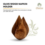 Olive Wood Napkin Holder Handcrafted Mediterranean Wooden Table Decor