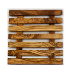 Olive Wood Pan Coaster - Handcrafted Square Trivet For Hot Pans Kitchen