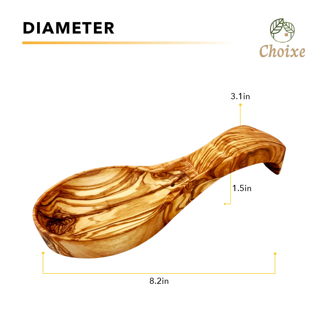 Olive Wood Spoon Rest Handmade Mediterranean Kitchen Countertop Utensil Holder BandsCo Straps