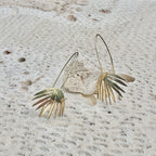 Palm Threader Earrings Recycled Brass Handcrafted Palm Motif Lightweight BandsCo Straps