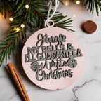 Handcrafted Wooden Christmas Ornaments Set Jingle Bells 12 Colors 3D BandsCo Straps