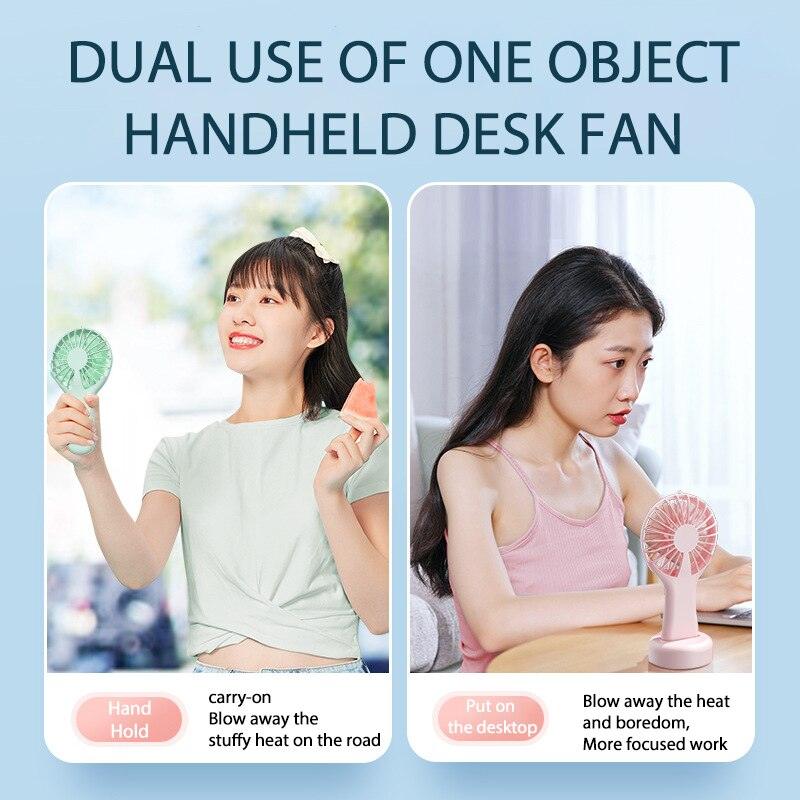 Handheld Small Fan Cooler Portable Small USB Charging Fan Mini Silent Charging Desk Dormitory Office Student Gifts Long Endurance Rechargeable Personal Fan for Kids Girls Women Men Home Office Indoor Outdoor Travel Stevvex