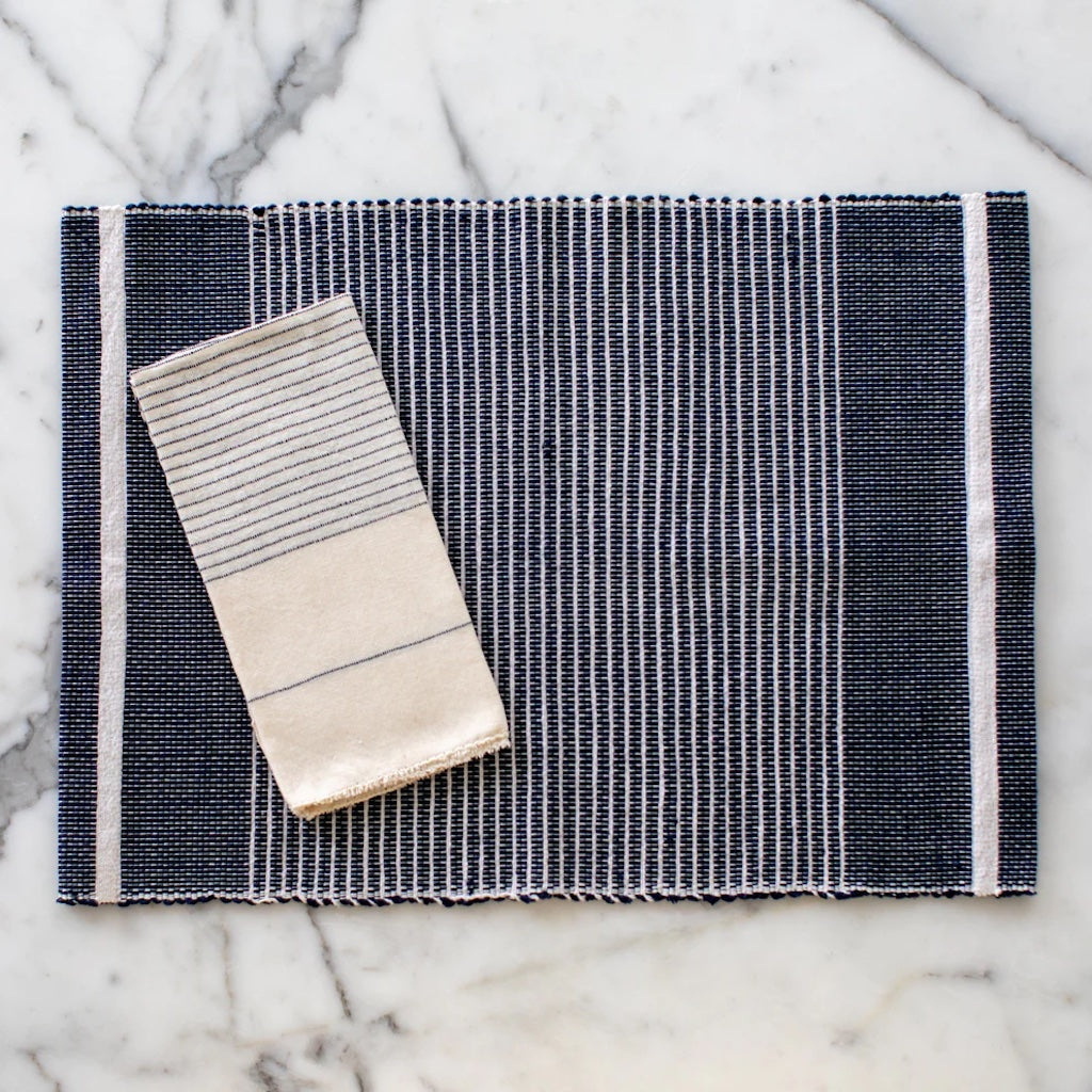 Handloom Ethiopian Striped Placemats Set Artisan Woven Cotton Dining Mats BandsCo Straps