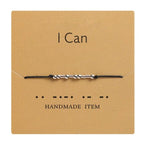 Handmade Beads Black String Bracelet With I Love You Lettering Cardboard Creative Charm Jewelry Couples Matching Bracelets Gifts For Couples Mom Daughter Best Friend 16-25cm