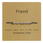 Handmade Beads Black String Bracelet With I Love You Lettering Cardboard Creative Charm Jewelry Couples Matching Bracelets Gifts For Couples Mom Daughter Best Friend 16-25cm