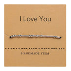 Handmade Beads Black String Bracelet With I Love You Lettering Cardboard Creative Charm Jewelry Couples Matching Bracelets Gifts For Couples Mom Daughter Best Friend 16-25cm