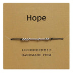 Handmade Beads Black String Bracelet With I Love You Lettering Cardboard Creative Charm Jewelry Couples Matching Bracelets Gifts For Couples Mom Daughter Best Friend 16-25cm