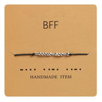Handmade Beads Black String Bracelet With I Love You Lettering Cardboard Creative Charm Jewelry Couples Matching Bracelets Gifts For Couples Mom Daughter Best Friend 16-25cm