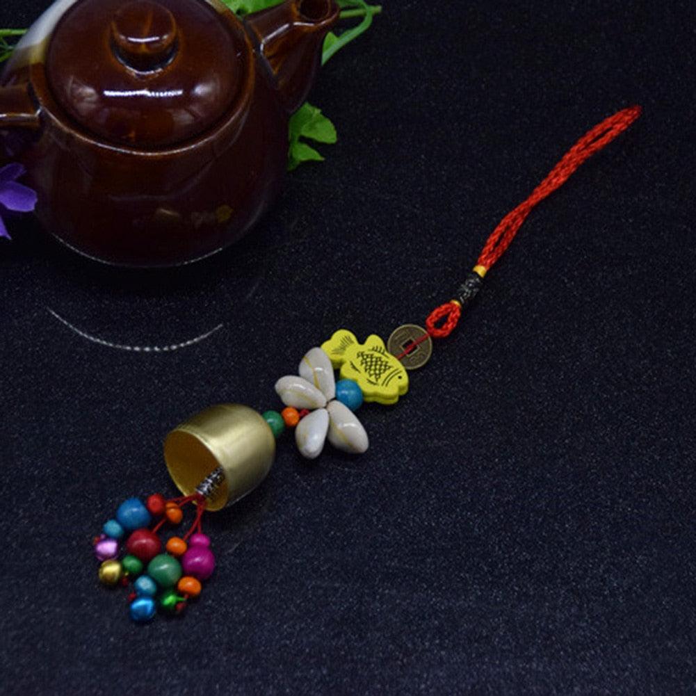 Handmade Copper Wind Chimes Hanging Ethnic Wind Bronze Bell Wood Fish Pendant Mobile Wind Chime Home Garden Outdoor Living Decoration Wind Bells Handmade Pendants For Birthday Gift & Home Decors Stevvex