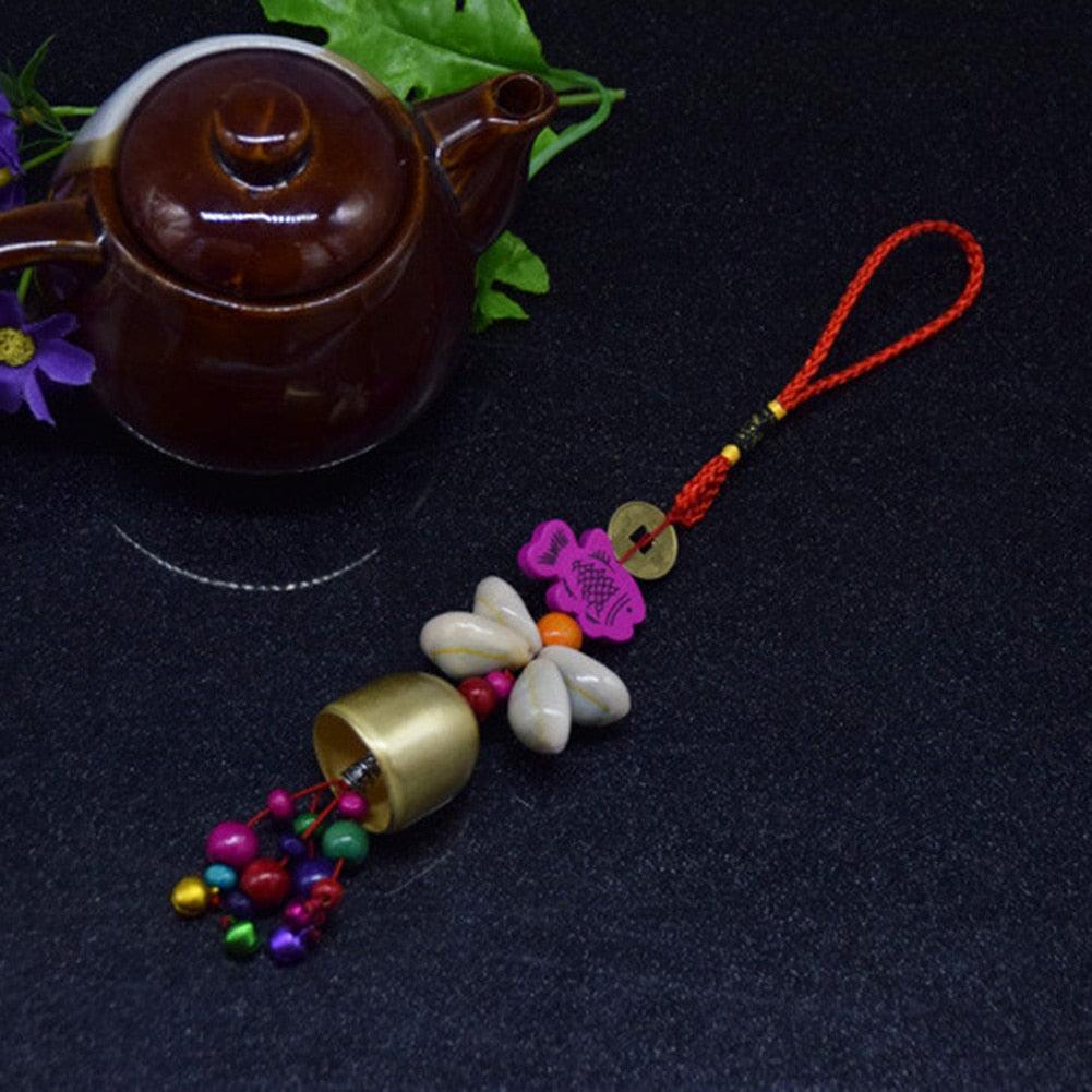 Handmade Copper Wind Chimes Hanging Ethnic Wind Bronze Bell Wood Fish Pendant Mobile Wind Chime Home Garden Outdoor Living Decoration Wind Bells Handmade Pendants For Birthday Gift & Home Decors Stevvex