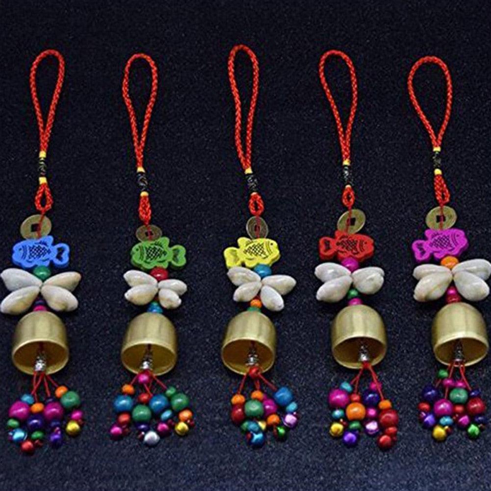 Handmade Copper Wind Chimes Hanging Ethnic Wind Bronze Bell Wood Fish Pendant Mobile Wind Chime Home Garden Outdoor Living Decoration Wind Bells Handmade Pendants For Birthday Gift & Home Decors Stevvex