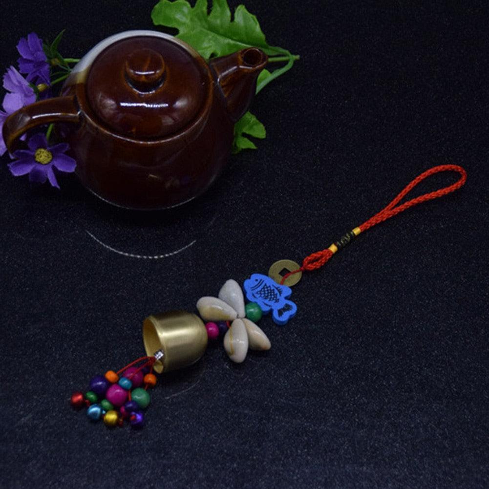 Handmade Copper Wind Chimes Hanging Ethnic Wind Bronze Bell Wood Fish Pendant Mobile Wind Chime Home Garden Outdoor Living Decoration Wind Bells Handmade Pendants For Birthday Gift & Home Decors Stevvex