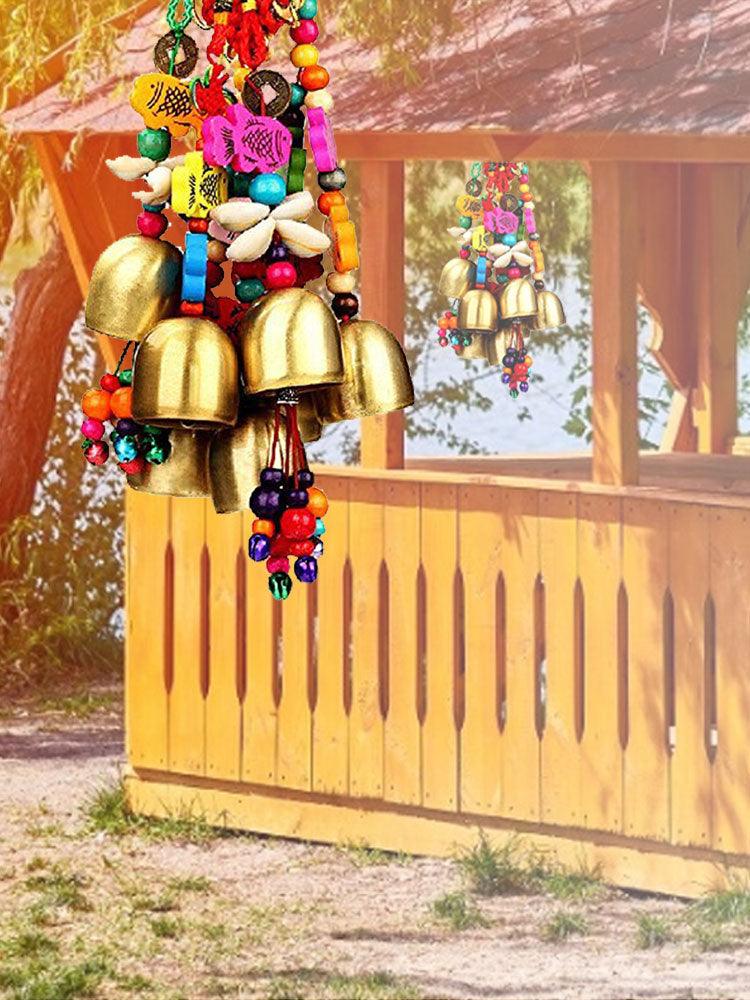 Handmade Copper Wind Chimes Hanging Ethnic Wind Bronze Bell Wood Fish Pendant Mobile Wind Chime Home Garden Outdoor Living Decoration Wind Bells Handmade Pendants For Birthday Gift & Home Decors Stevvex
