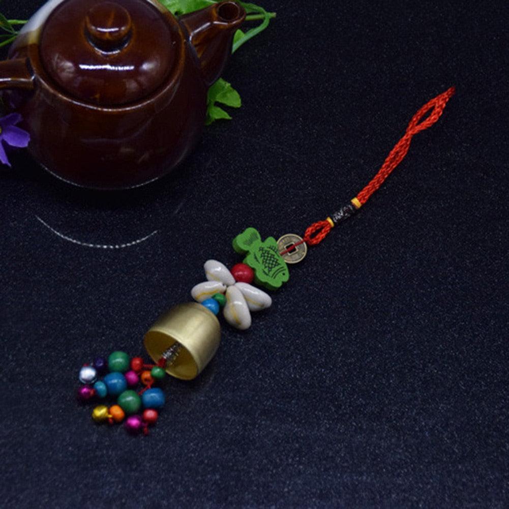 Handmade Copper Wind Chimes Hanging Ethnic Wind Bronze Bell Wood Fish Pendant Mobile Wind Chime Home Garden Outdoor Living Decoration Wind Bells Handmade Pendants For Birthday Gift & Home Decors Stevvex