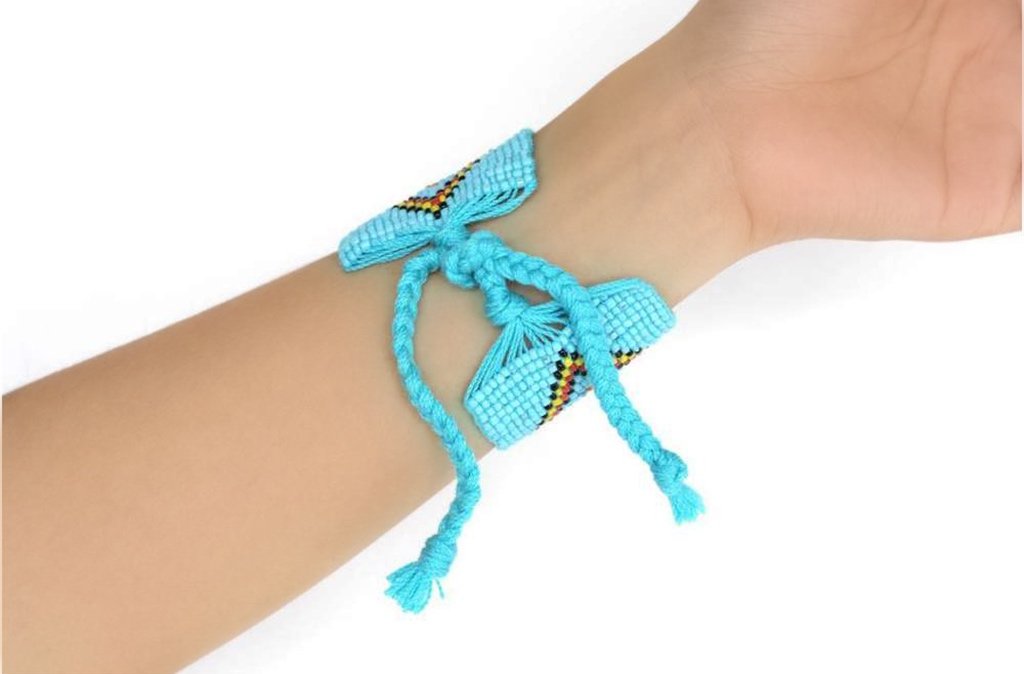 Geometric Beaded Cuff Bracelet Handmade Hmong Tribal Boho Glass Beads BandsCo Straps