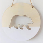 Handmade Hanging Ornaments Positive Slogan Banner Round Polar Bear Animal Statue Figurines Sculpture Wooden Ornaments  Wood Chip Wall Pendant Cardboard For Kids Room Decoration Photo Props Stevvex