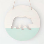 Handmade Hanging Ornaments Positive Slogan Banner Round Polar Bear Animal Statue Figurines Sculpture Wooden Ornaments  Wood Chip Wall Pendant Cardboard For Kids Room Decoration Photo Props Stevvex