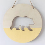 Handmade Hanging Ornaments Positive Slogan Banner Round Polar Bear Animal Statue Figurines Sculpture Wooden Ornaments  Wood Chip Wall Pendant Cardboard For Kids Room Decoration Photo Props Stevvex