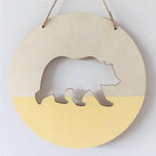 Handmade Hanging Ornaments Positive Slogan Banner Round Polar Bear Animal Statue Figurines Sculpture Wooden Ornaments  Wood Chip Wall Pendant Cardboard For Kids Room Decoration Photo Props Stevvex