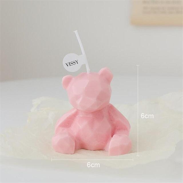 Handmade Scented Candles Creative Teddy Dog Candles Cute Bear Birthday Candles Bear Shaped Cool Candles Scented Funky Candles Aesthetic Candles Birthday Cake Decoration Cake Topper Decor For Baby ShoweAromatherapy Teddy Bear Shape Candle Gift Stevvex