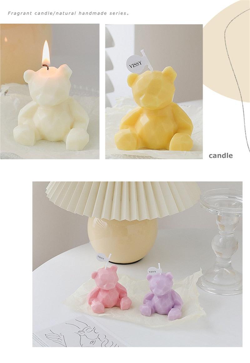 Handmade Scented Candles Creative Teddy Dog Candles Cute Bear Birthday Candles Bear Shaped Cool Candles Scented Funky Candles Aesthetic Candles Birthday Cake Decoration Cake Topper Decor For Baby ShoweAromatherapy Teddy Bear Shape Candle Gift Stevvex